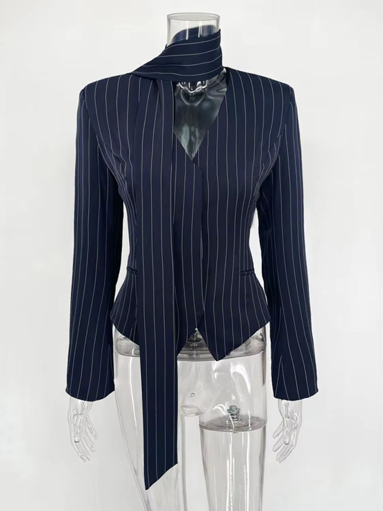 Tossy 3 Piece-Set Female Suit Mini Skirt Elegant Striped Commute Patchwork Fashion Luxury V-Neck Party Looks For Women Suit Sets