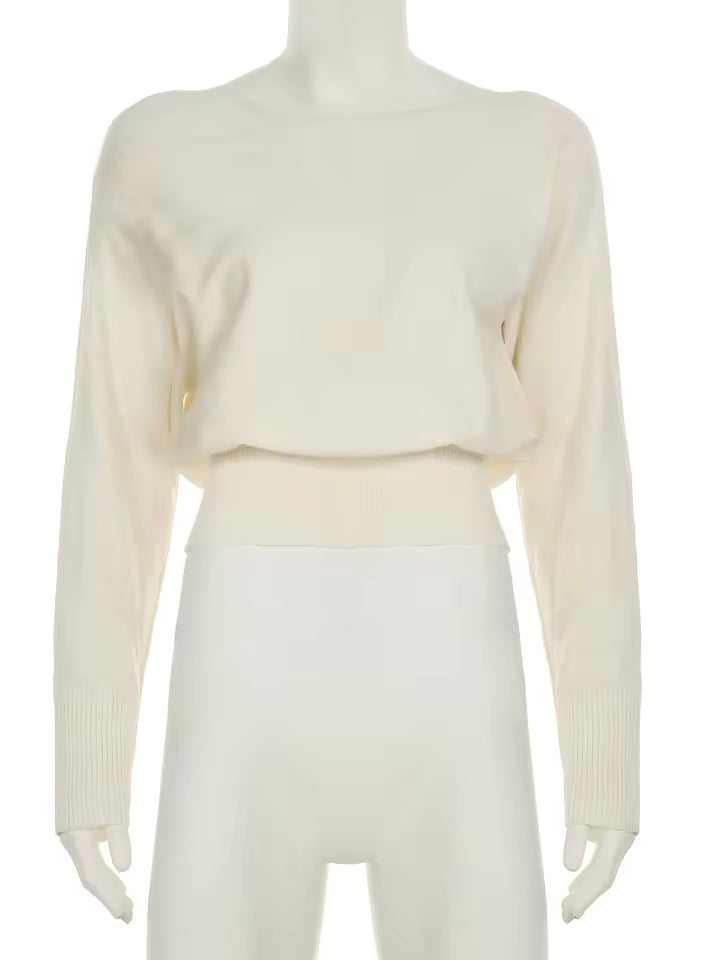 Off the shoulder sweater with wide slit neck long sleeve knitted pullover for everyday fall winter fashion
