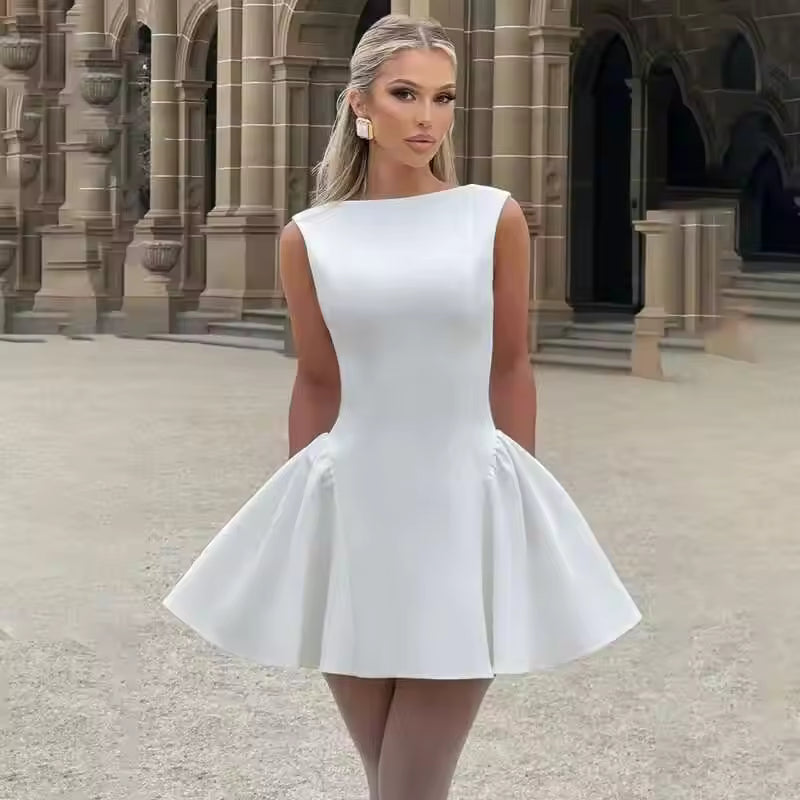 Townlike Waist Wrap Elegant A-line Dress Women Spaghetti Strap Mini 2024 Spring Summer Dress Backless Sexy Party Dresses