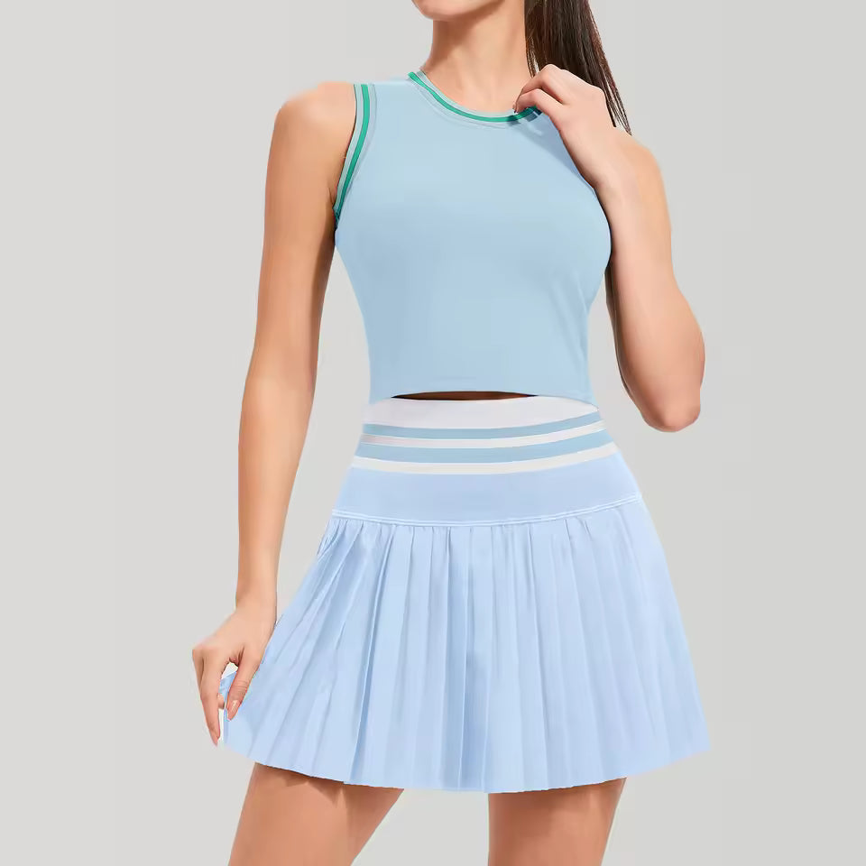 Women Short Sportswear Two Pieces Fitness Yoga Set High Waist Tennis Skirt badminton Gym Suit Female Breathable Sportswear 2025