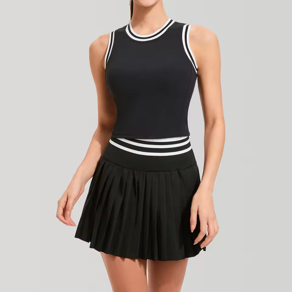 Women Short Sportswear Two Pieces Fitness Yoga Set High Waist Tennis Skirt badminton Gym Suit Female Breathable Sportswear 2025