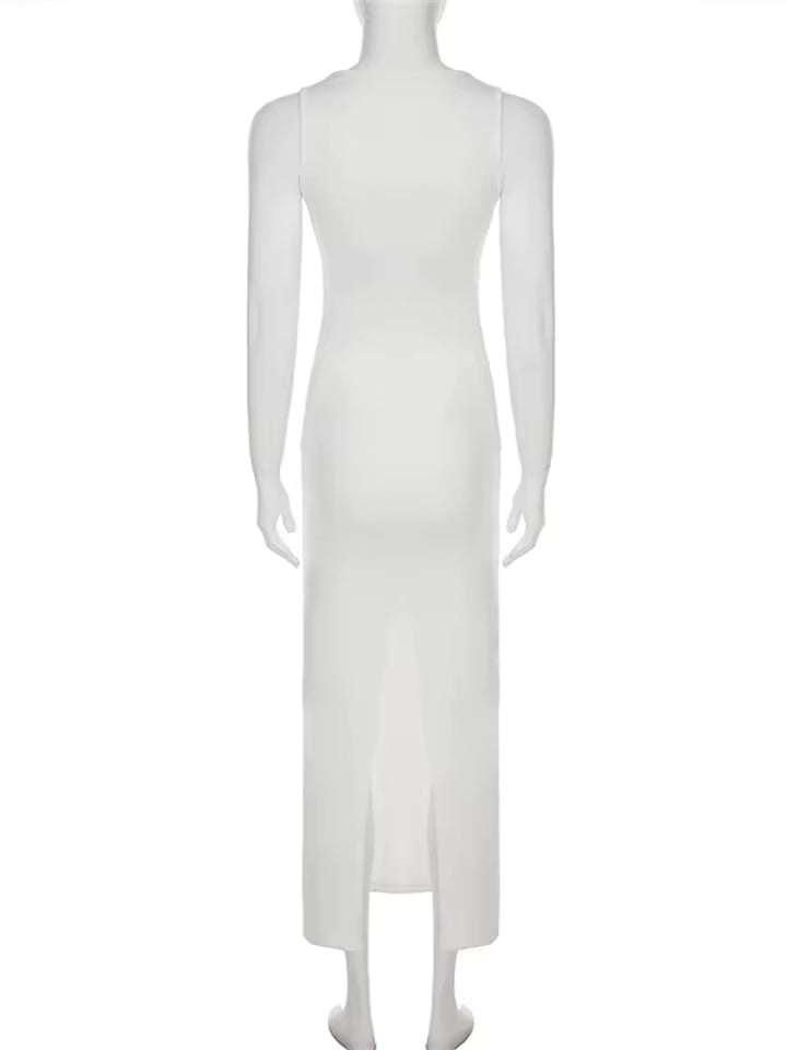Tossy Bandage Fashion Sleeveless Maxi Dress Women's Pleated Commute High Waist Streetwear Bodycon Dress Knit Ladies Long Dress