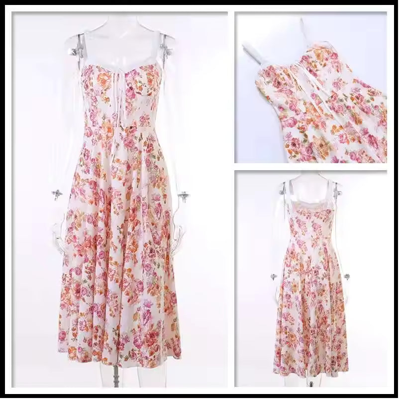 Townlike Print Slim Bodycon A-line Dress Women Spaghetti Strap 2023 Summer Dress Midi Long Split Nightclub Sexy Party Dresses