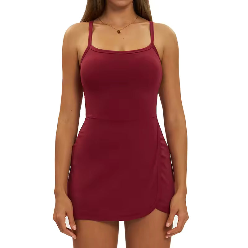 2025 New Women Yoga Jumpsuit Set Sexy One-Piece Adjustable Sling Dance Ballet Sport Dress Women Gym Push up Running Tennis Skirt