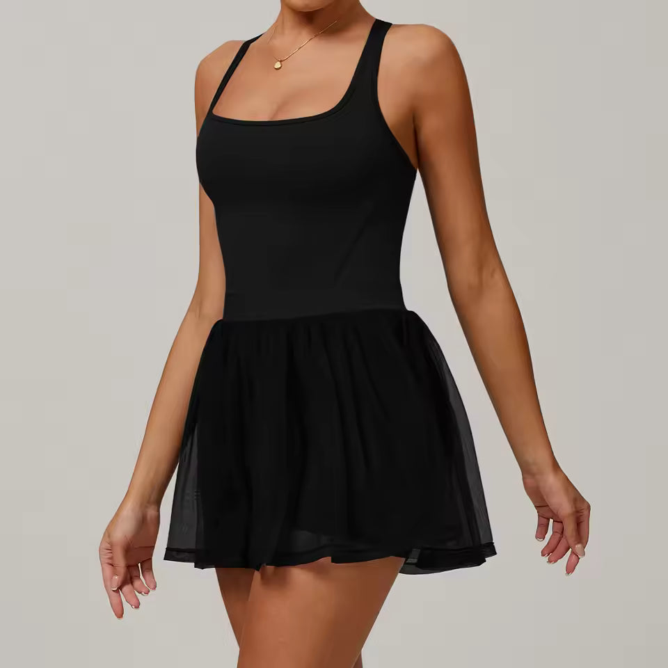 New Yoga Fake Two Piece Gym Sports Suit Sexy Women's Anti-Reflective Suit Outdoor Running FitnessTennis Skirt Clowns TrainingSet