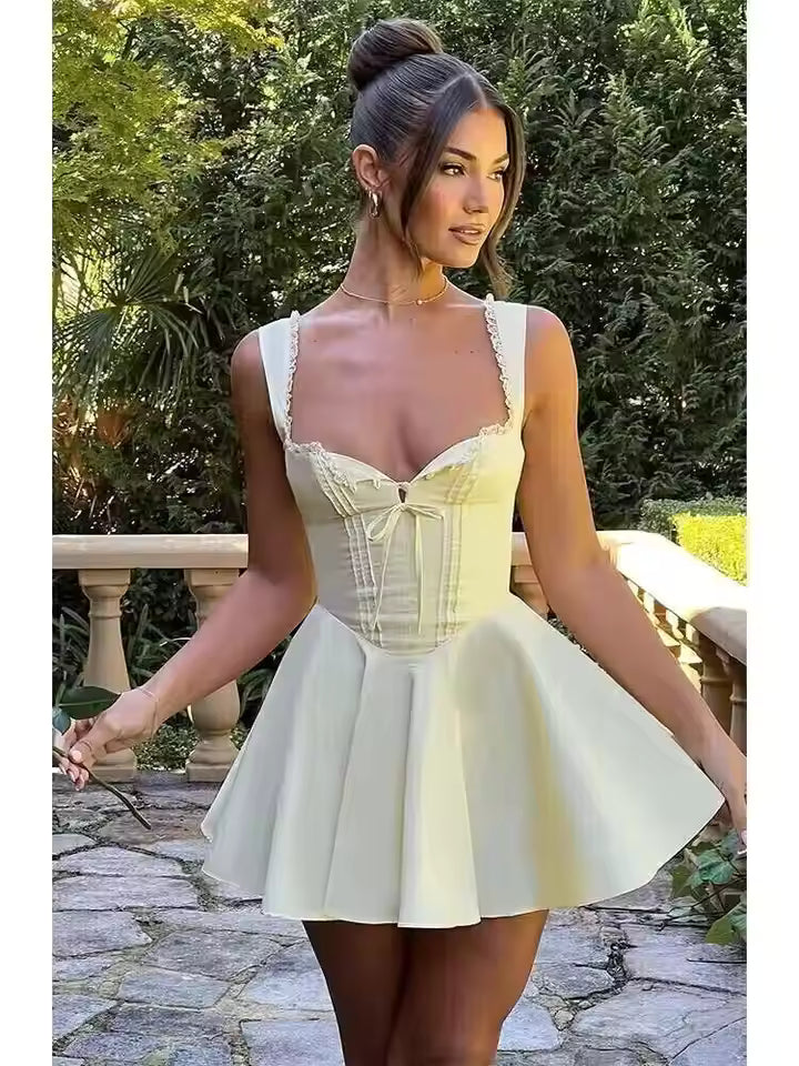 Townlike Waist Wrap Elegant A-line Dress Women Spaghetti Strap Mini 2024 Spring Summer Dress Backless Sexy Party Dresses
